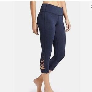 Athleta Mind Over Mat blue Capri Laced Up Leggings-XS laser cut leggings